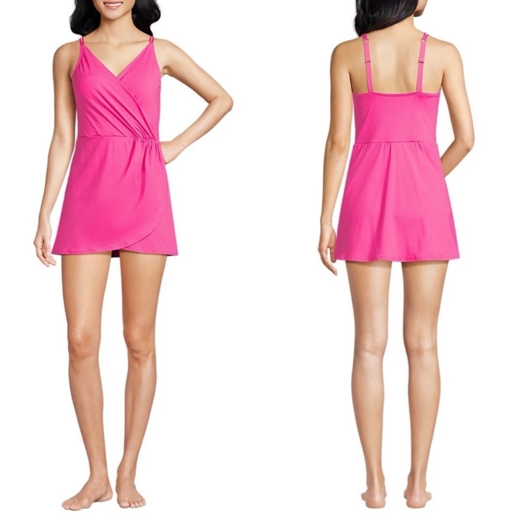 Lands' End V-Neck Tulip Wrap One-Piece Swim